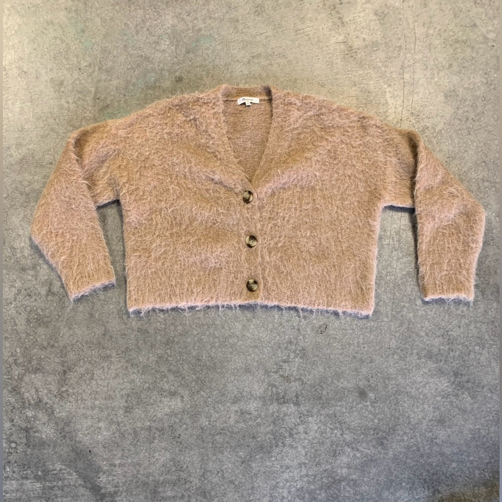 Madewell Brushed Yarn Boxy Cropped Cardigan Sweater